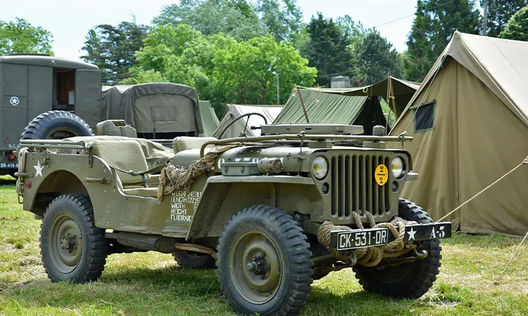 Jeeps, half-tracks, deuce-and-a-halfs, and even amphibious landing craft from D-Day