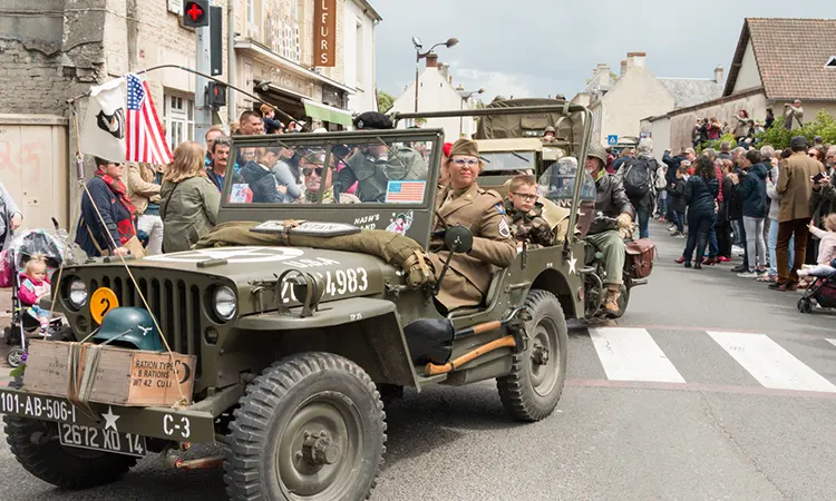 Military vehicle parades and reenactments during special events